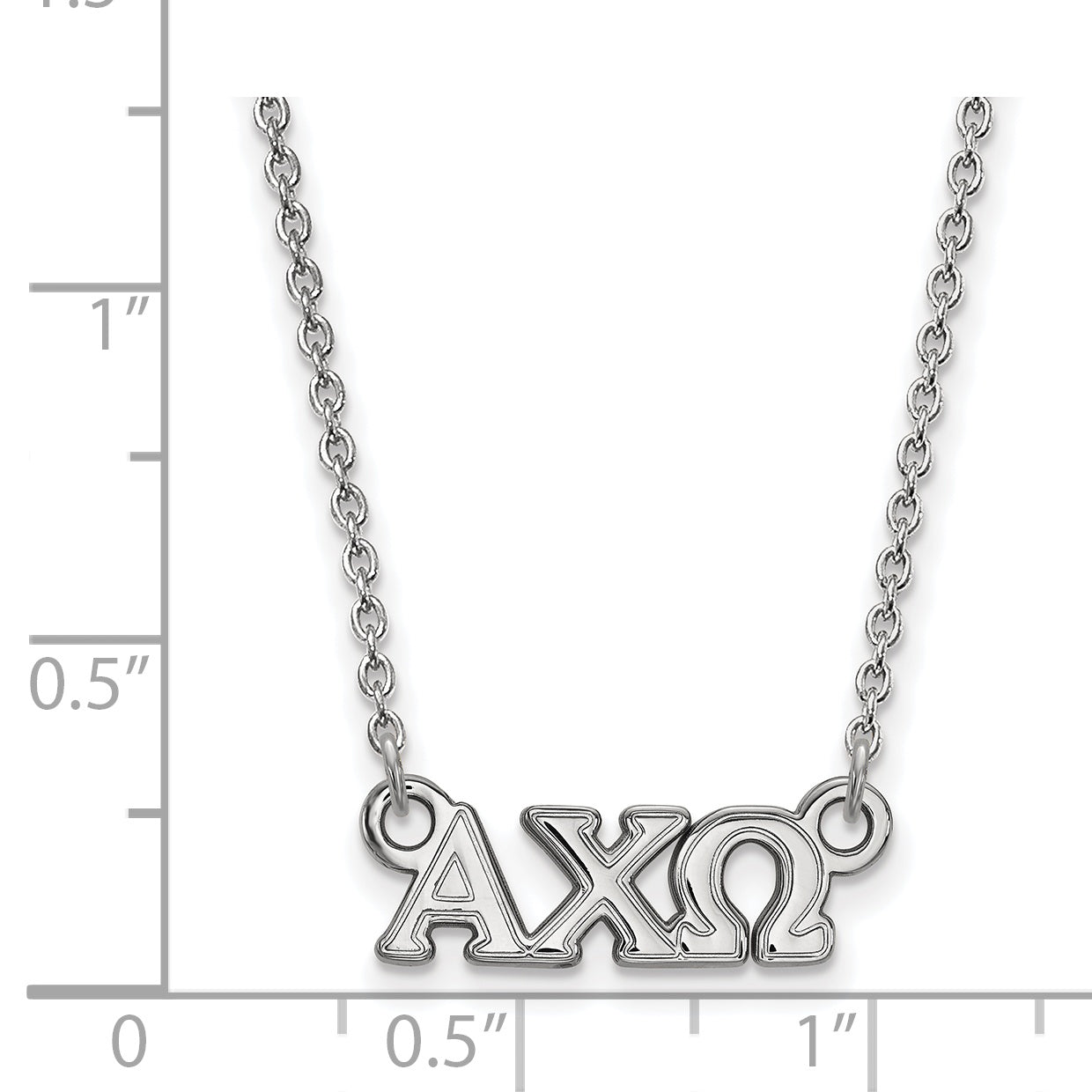 Sterling Silver Rhodium Plated Logoart Alpha Chi Omega Sorority Greek Letters Extra Small Pendant 18 Inch Necklace