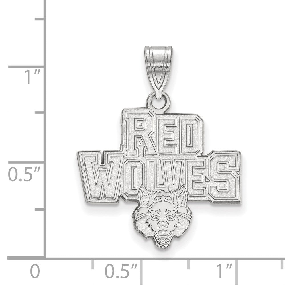 Sterling Silver Rhodium Plated Logoart Arkansas State University Red Wolves Large Pendant