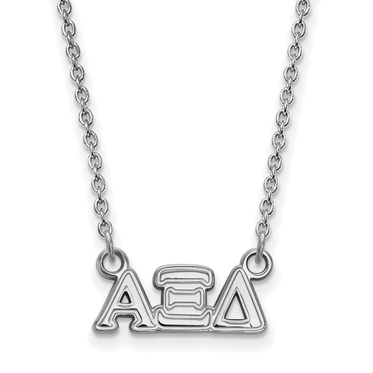 Sterling Silver Rhodium Plated Logoart Alpha Xi Delta Sorority Greek Letters Extra Small Pendant 18 Inch Necklace