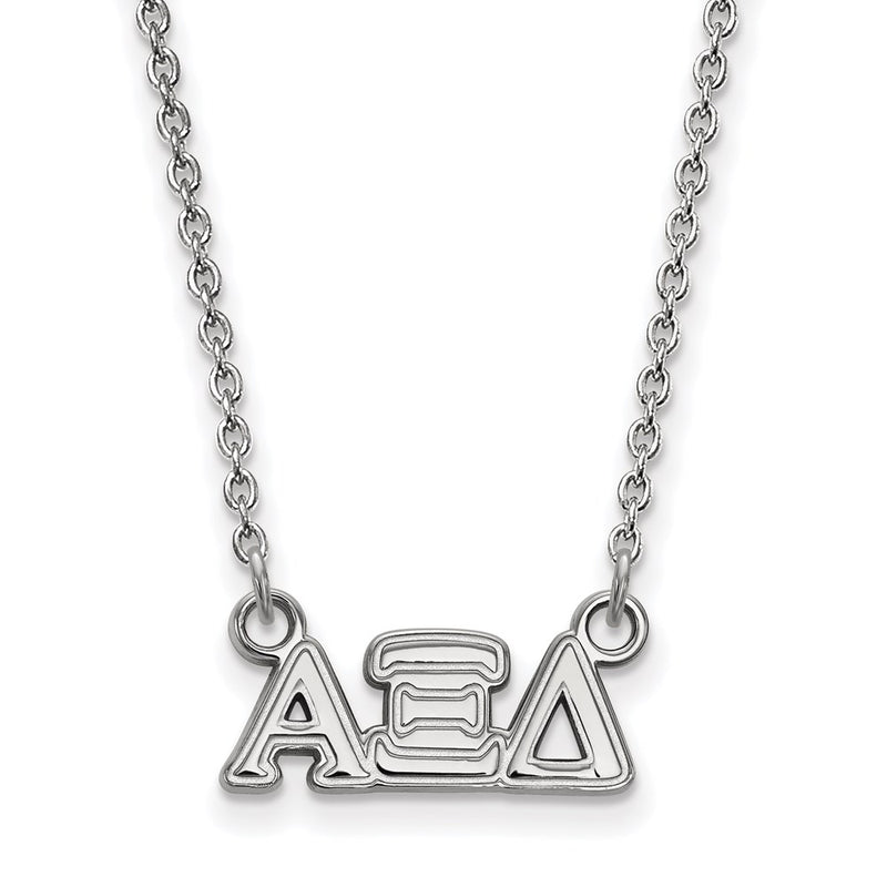 Sterling Silver Rhodium Plated Logoart Alpha Xi Delta Sorority Greek Letters Extra Small Pendant 18 Inch Necklace