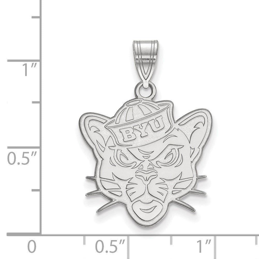 Sterling Silver Rhodium Plated Logoart Brigham Young University Cougar Large Pendant