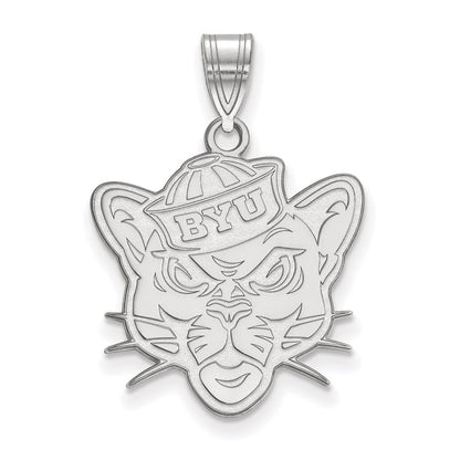 Sterling Silver Rhodium Plated Logoart Brigham Young University Cougar Large Pendant