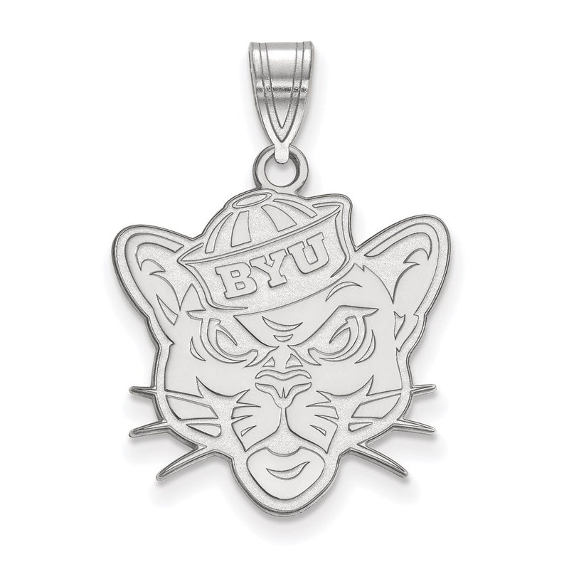 Sterling Silver Rhodium Plated Logoart Brigham Young University Cougar Large Pendant