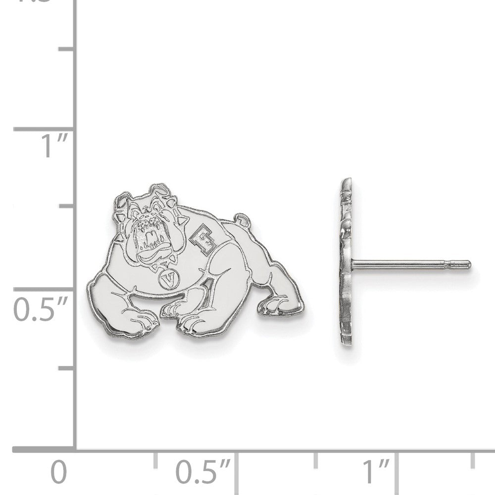 Sterling Silver Rhodium Plated Logoart California State University Fresno Bulldog Small Post Earrings