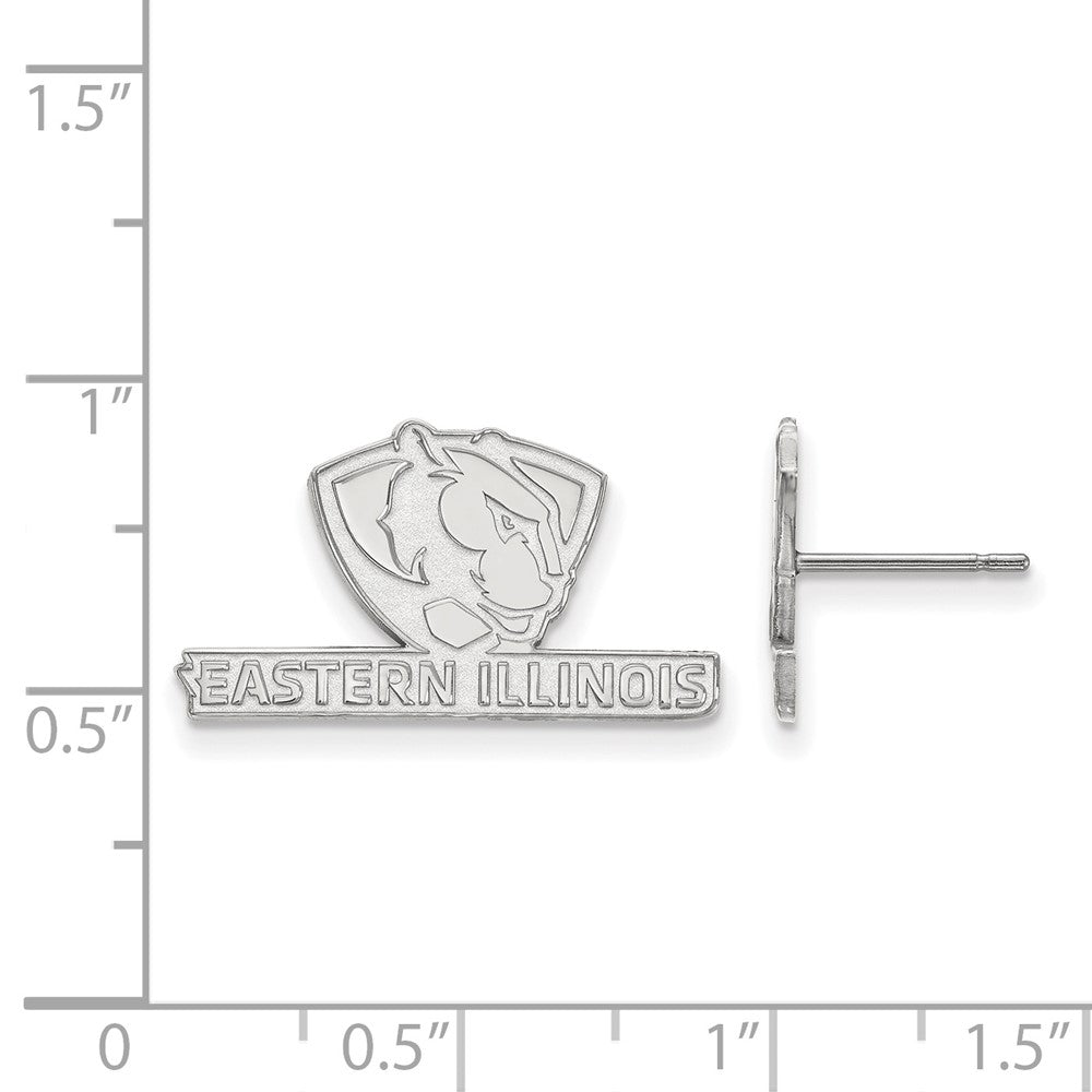 Sterling Silver Rhodium Plated Logoart Eastern Illinois University Small Post Earrings