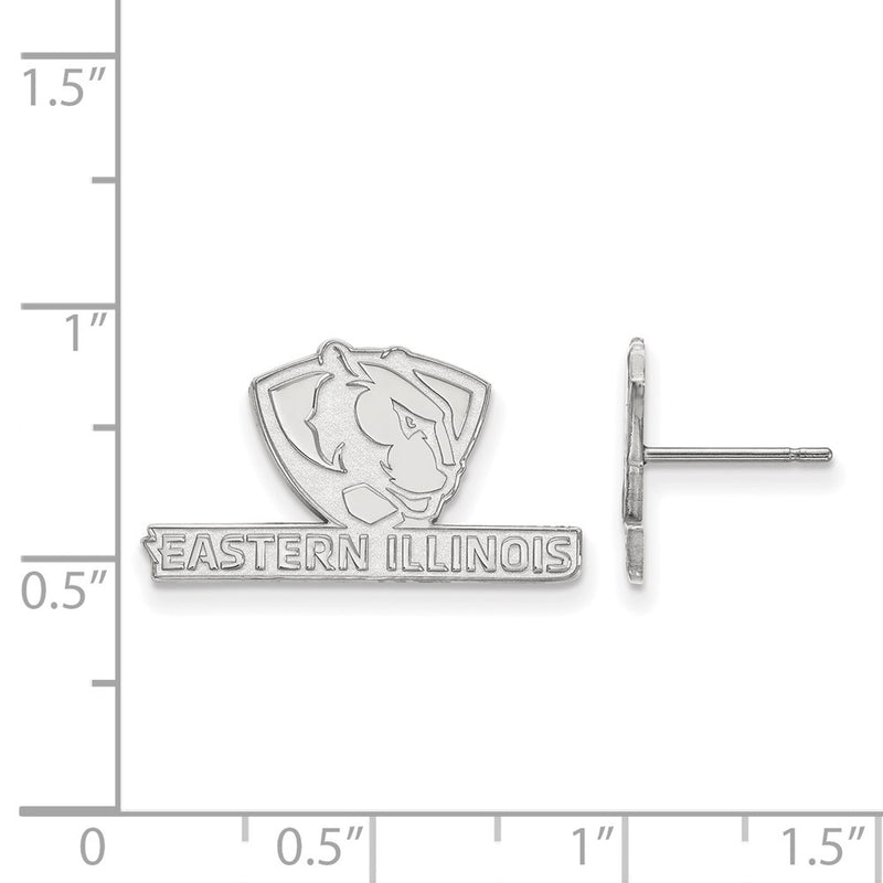 Sterling Silver Rhodium Plated Logoart Eastern Illinois University Small Post Earrings