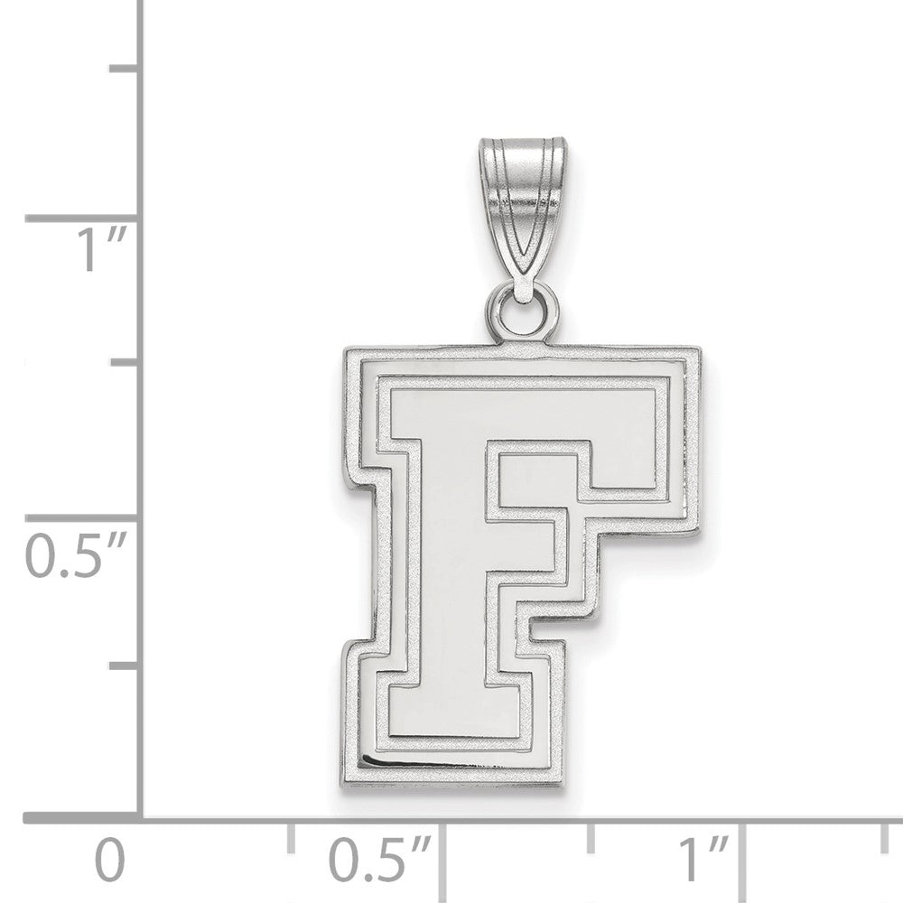 Sterling Silver Rhodium Plated Logoart Fordham University Letter F Large Pendant