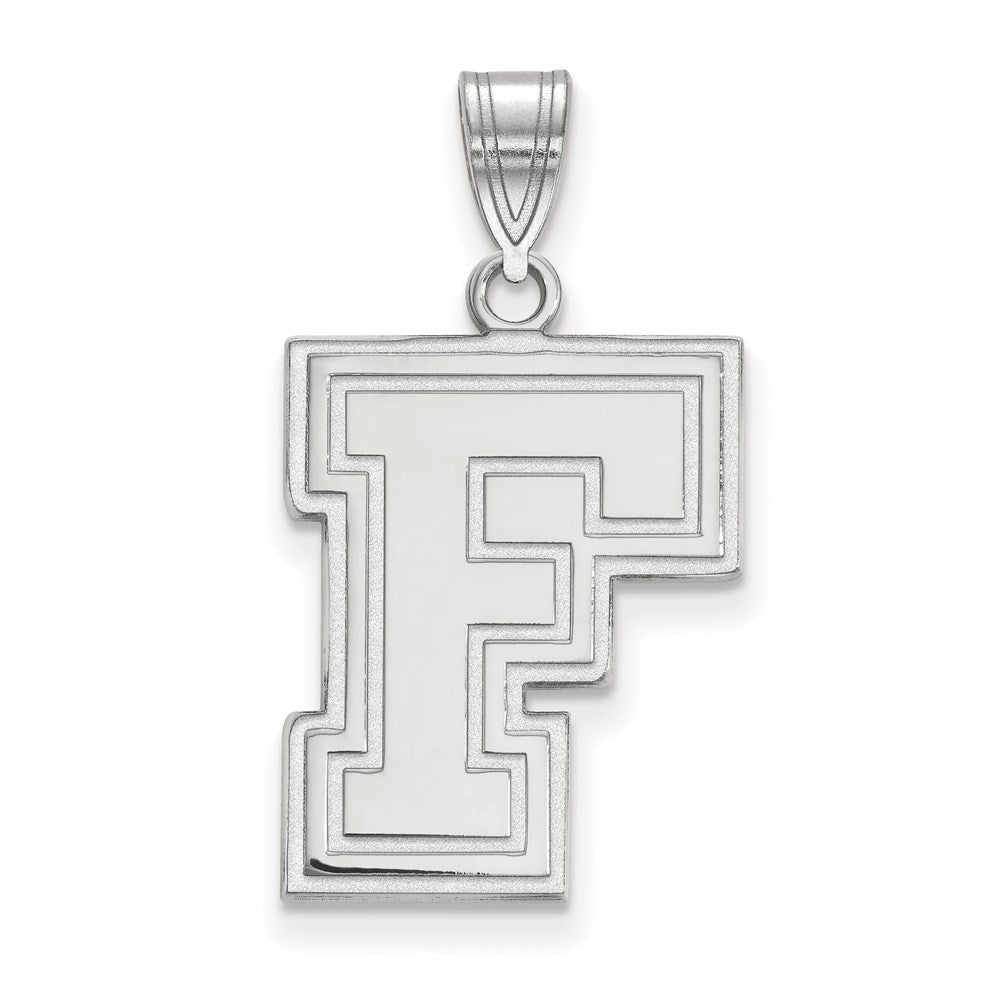 Sterling Silver Rhodium Plated Logoart Fordham University Letter F Large Pendant