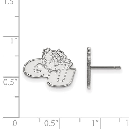 Sterling Silver Rhodium Plated Logoart Gonzaga University G U Bulldog Small Post Earrings