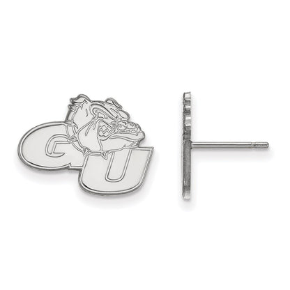 10K White Gold Logoart Gonzaga University G U Bulldog Small Post Earrings