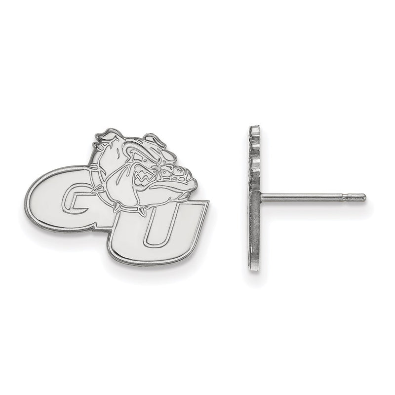 10K White Gold Logoart Gonzaga University G U Bulldog Small Post Earrings