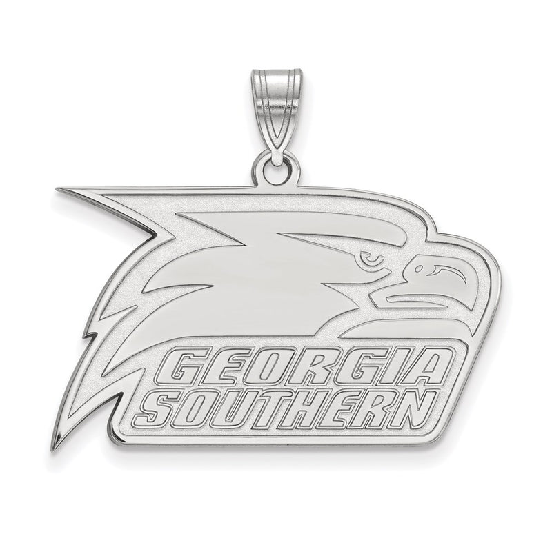 Sterling Silver Rhodium Plated Logoart Georgia Southern University Eagle Large Pendant