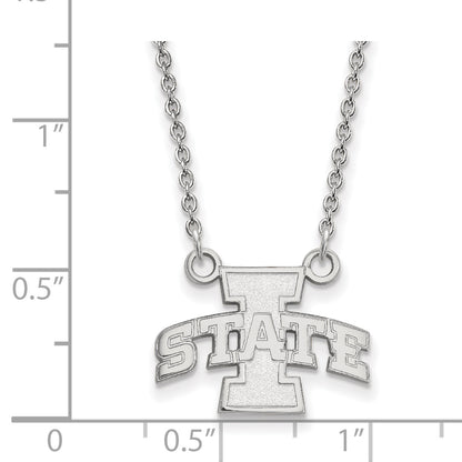 10K White Gold Logoart Iowa State University Small Pendant 18 Inch Necklace