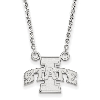 10K White Gold Logoart Iowa State University Small Pendant 18 Inch Necklace
