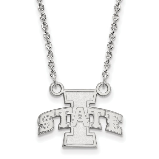 10K White Gold Logoart Iowa State University Small Pendant 18 Inch Necklace