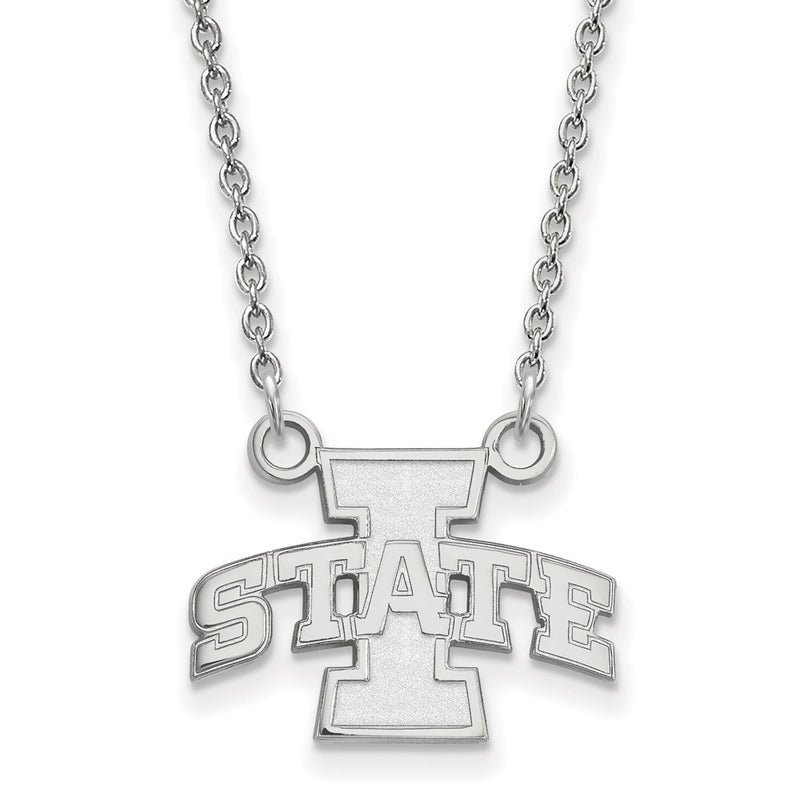 10K White Gold Logoart Iowa State University Small Pendant 18 Inch Necklace