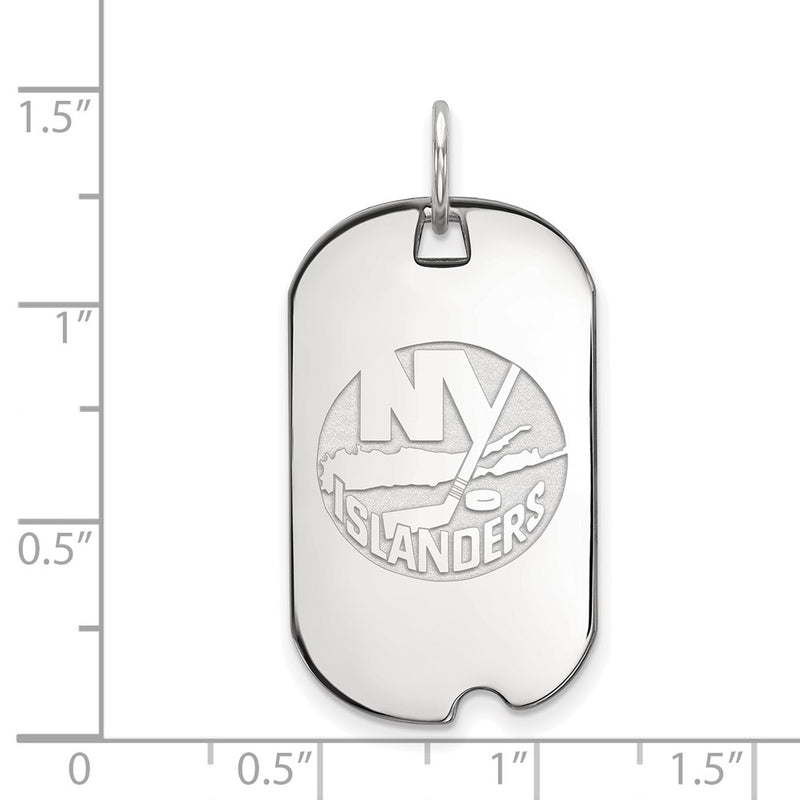Sterling Silver Rhodium Plated Nhl Logoart New York Islanders Small Dog Tag Pendant
