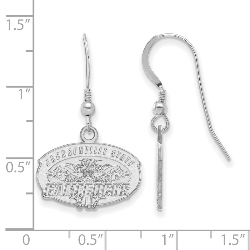 Sterling Silver Rhodium Plated Logoart Jacksonville State University Small Dangle Wire Earrings