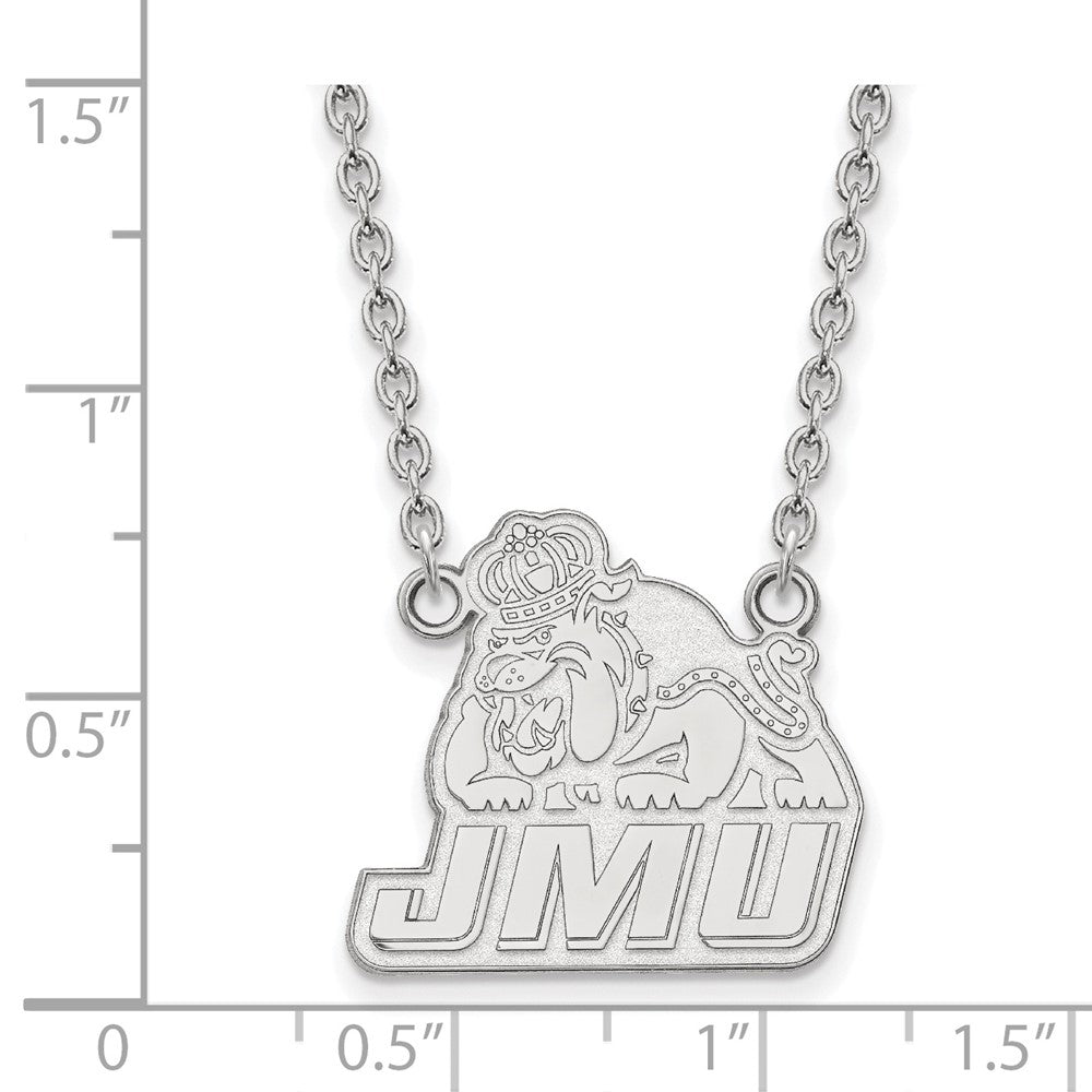 Sterling Silver Rhodium Plated Logoart James Madison University Large Pendant 18 Inch Necklace