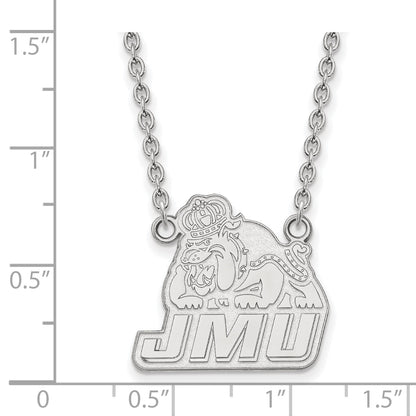10K White Gold Logoart James Madison University Large Pendant 18 Inch Necklace