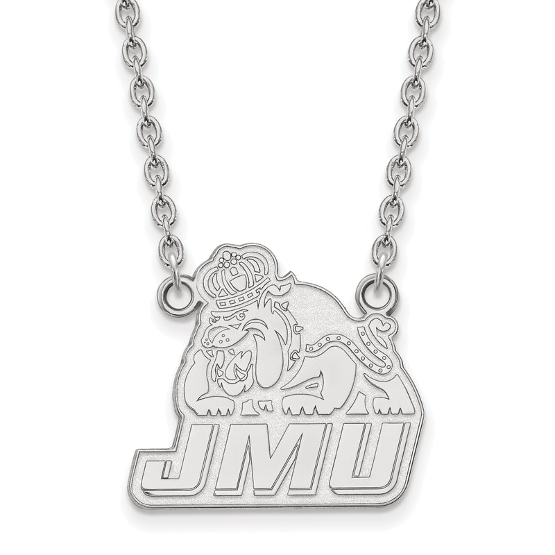 10K White Gold Logoart James Madison University Large Pendant 18 Inch Necklace