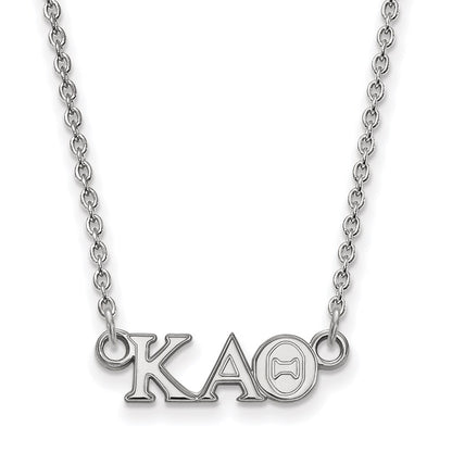 Sterling Silver Rhodium Plated Logoart Kappa Alpha Theta Sorority Greek Letters Extra Small Pendant 18 Inch Necklace