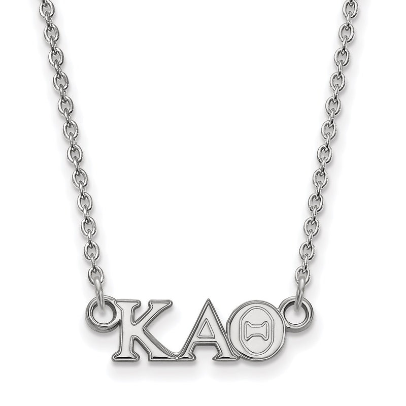 Sterling Silver Rhodium Plated Logoart Kappa Alpha Theta Sorority Greek Letters Extra Small Pendant 18 Inch Necklace