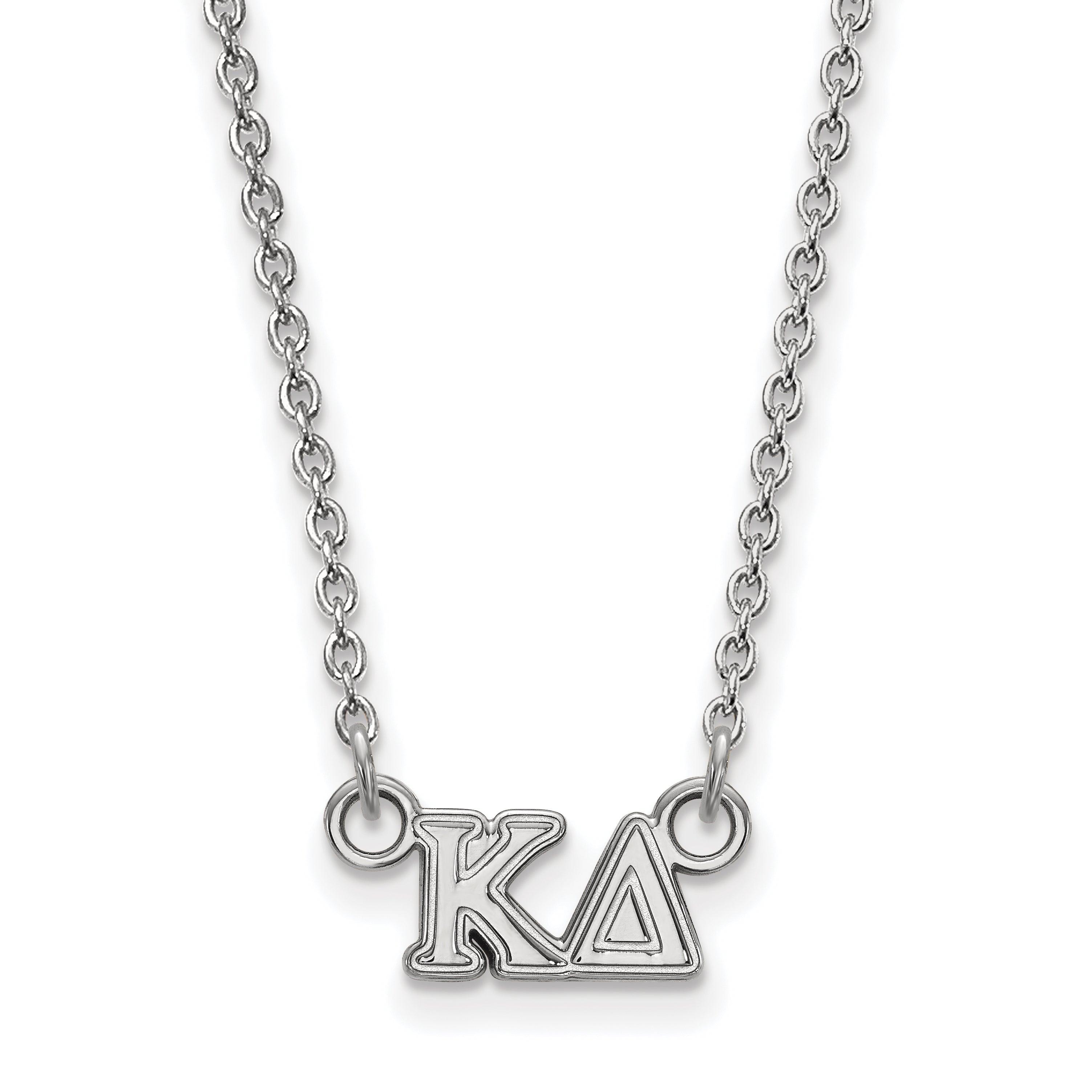 Sterling Silver Rhodium Plated Logoart Kappa Delta Sorority Greek Letters Extra Small Pendant 18 Inch Necklace