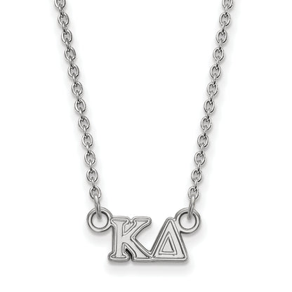 Sterling Silver Rhodium Plated Logoart Kappa Delta Sorority Greek Letters Extra Small Pendant 18 Inch Necklace