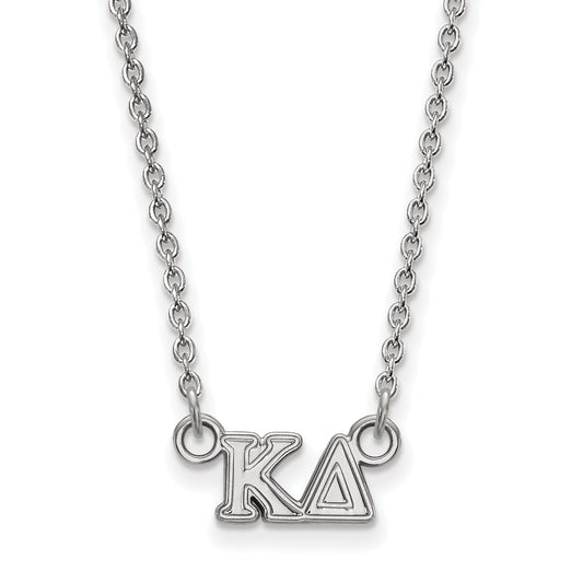 Sterling Silver Rhodium Plated Logoart Kappa Delta Sorority Greek Letters Extra Small Pendant 18 Inch Necklace