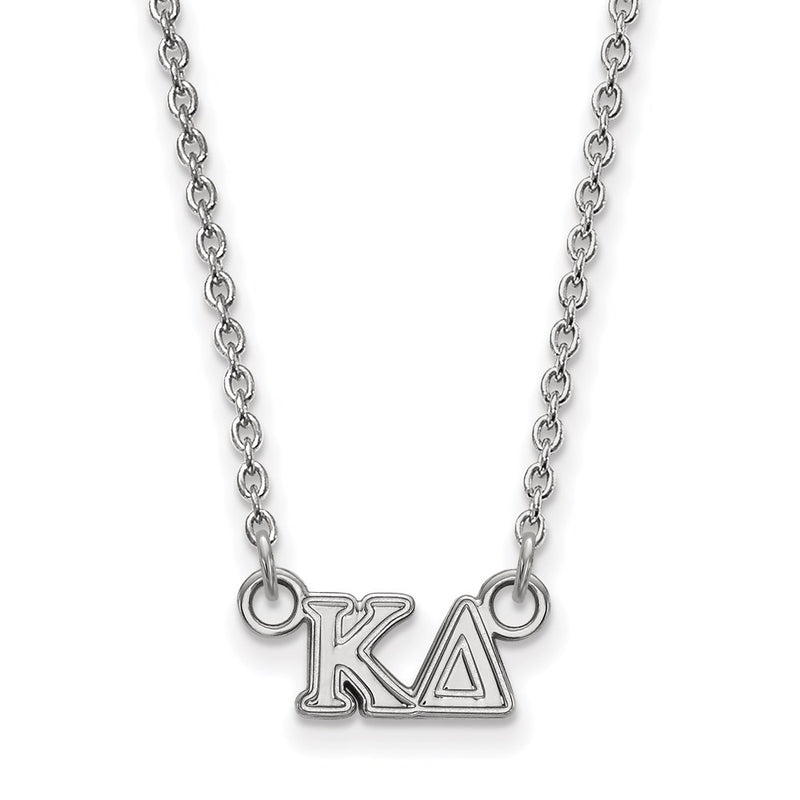 Sterling Silver Rhodium Plated Logoart Kappa Delta Sorority Greek Letters Extra Small Pendant 18 Inch Necklace