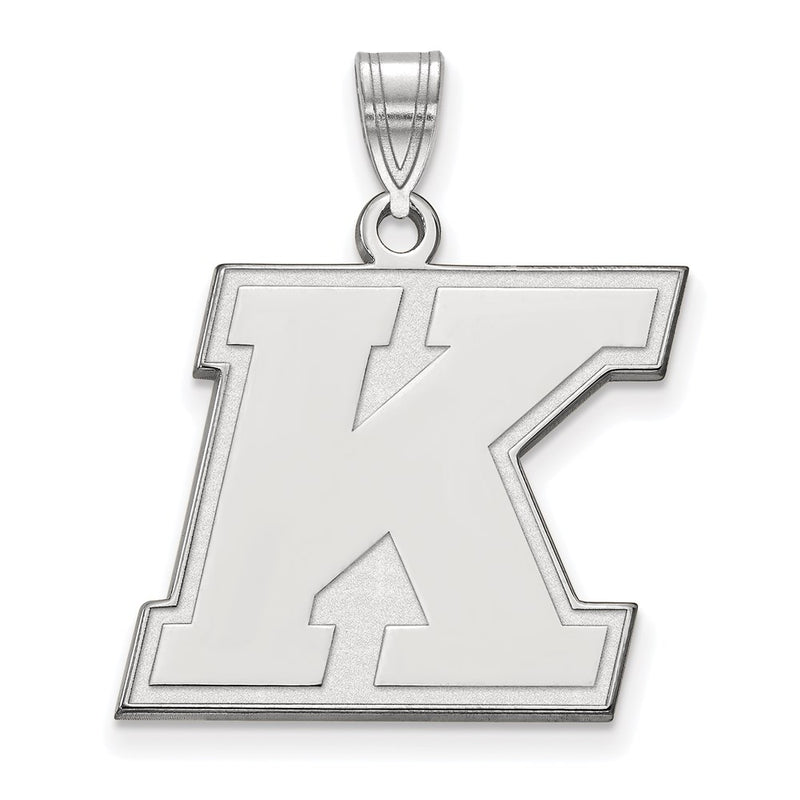 Sterling Silver Rhodium Plated Logoart Kent State University Letter K Large Pendant