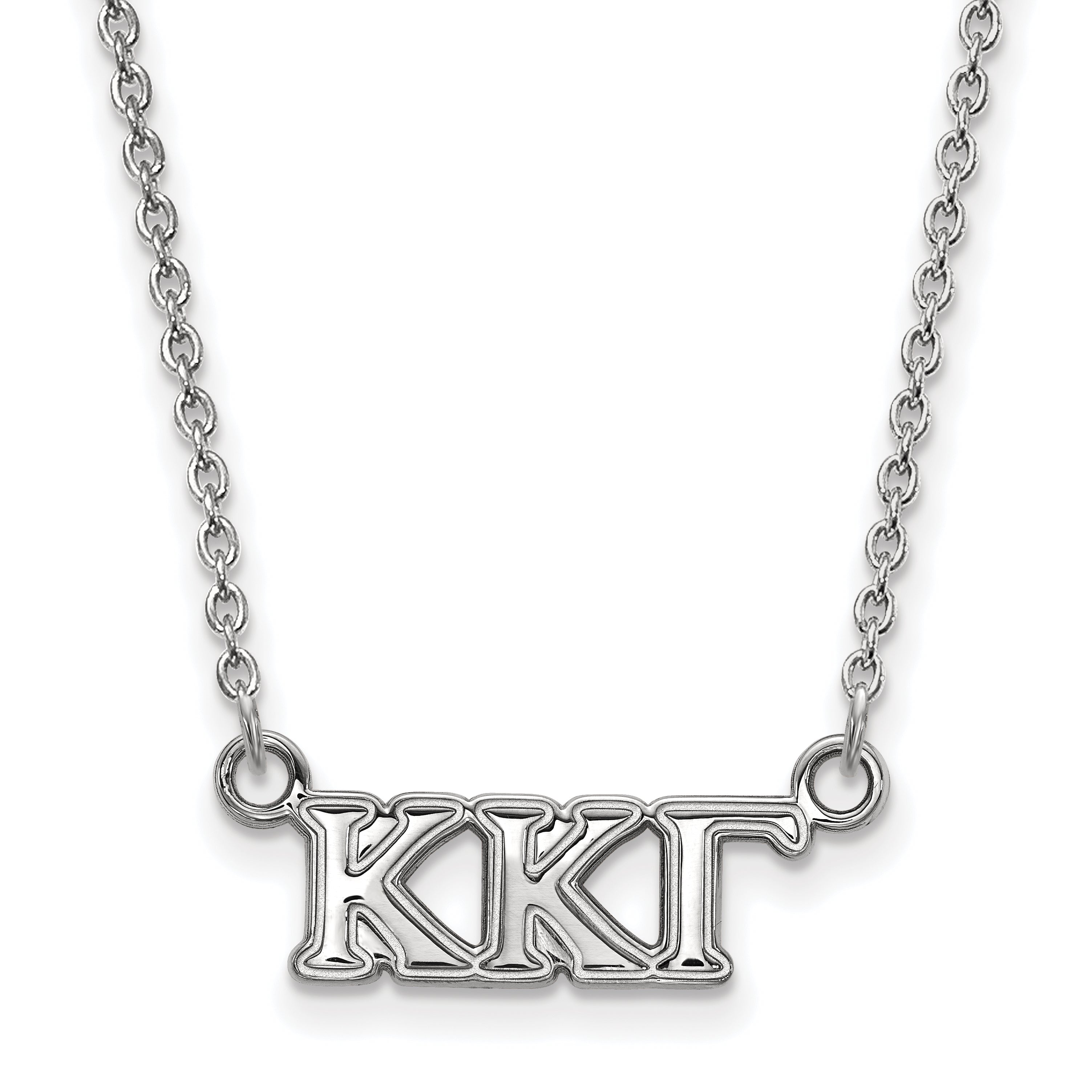 Sterling Silver Rhodium Plated Logoart Kappa Gamma Sorority Greek Letters Extra Small Pendant 18 Inch Necklace