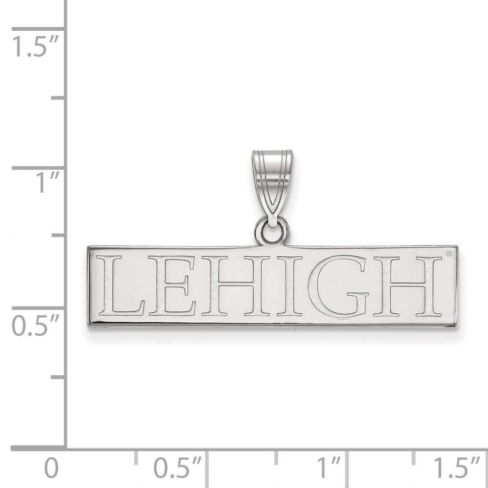 Sterling Silver Rhodium Plated Logoart Lehigh University Large Bar Pendant