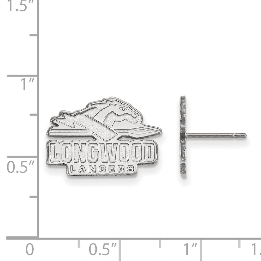 10K White Gold Logoart Longwood University Lancers Small Post Earrings