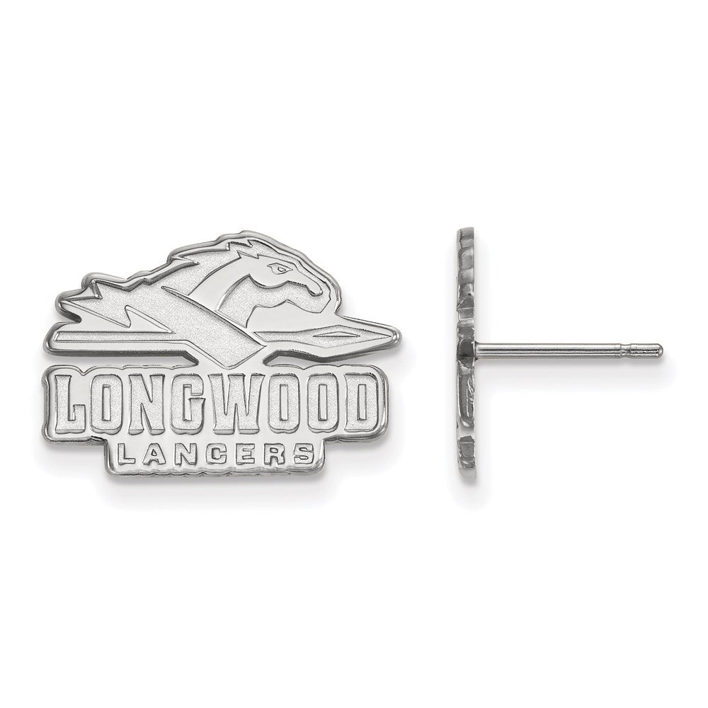 10K White Gold Logoart Longwood University Lancers Small Post Earrings