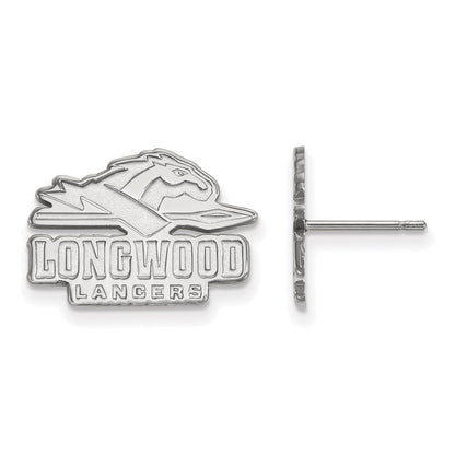 10K White Gold Logoart Longwood University Lancers Small Post Earrings