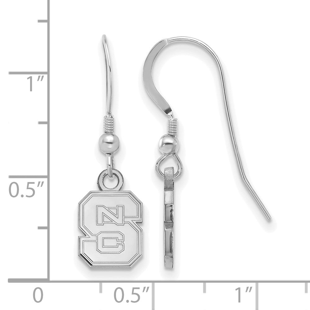 Sterling Silver Rhodium Plated Logoart North Carolina State University N C S Extra Small Dangle Wire Earrings