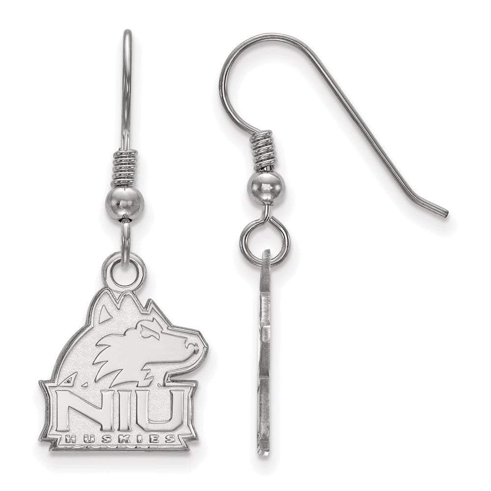 Sterling Silver Rhodium Plated Logoart Northern Illinois University N I U Huskies Small Dangle Wire Earrings
