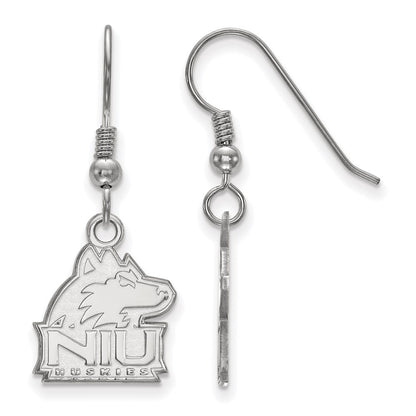 Sterling Silver Rhodium Plated Logoart Northern Illinois University N I U Huskies Small Dangle Wire Earrings