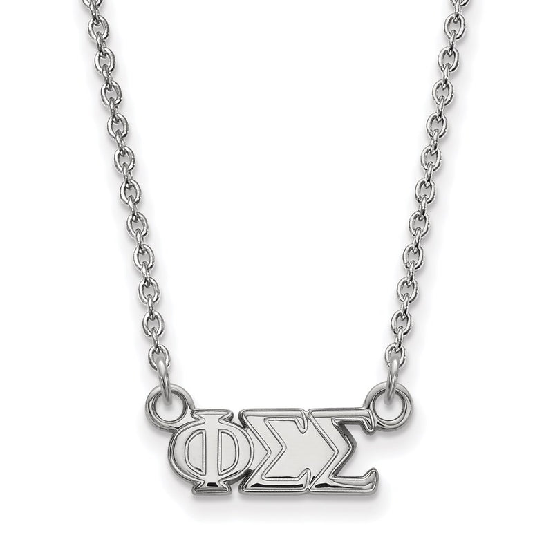 Sterling Silver Rhodium Plated Logoart Phi Sigma Sorority Greek Letters Extra Small Pendant 18 Inch Necklace