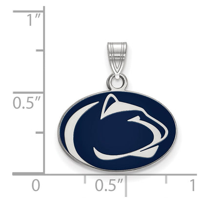 Sterling Silver Rhodium Plated Logoart Penn State University Lion Small Enameled Pendant