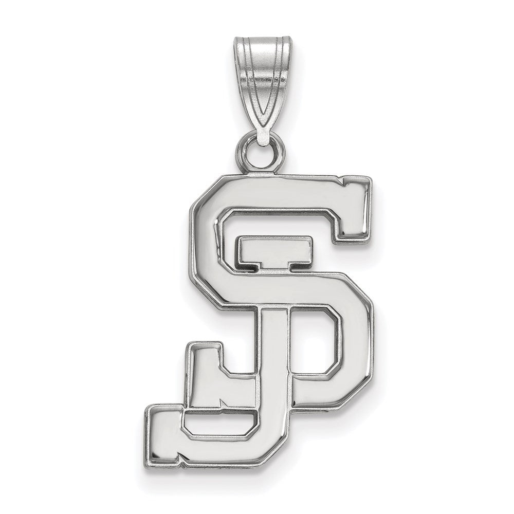 10K White Gold Logoart San Jose State University S J Large Pendant