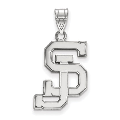10K White Gold Logoart San Jose State University S J Large Pendant
