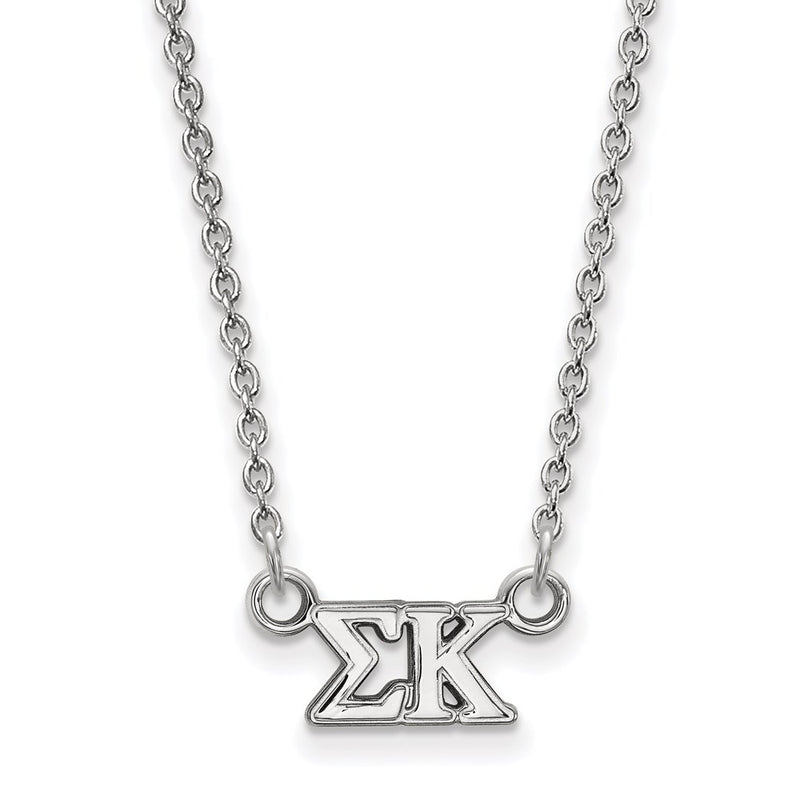 Sterling Silver Rhodium Plated Logoart Sigma Kappa Sorority Greek Letters Extra Small Pendant 18 Inch Necklace