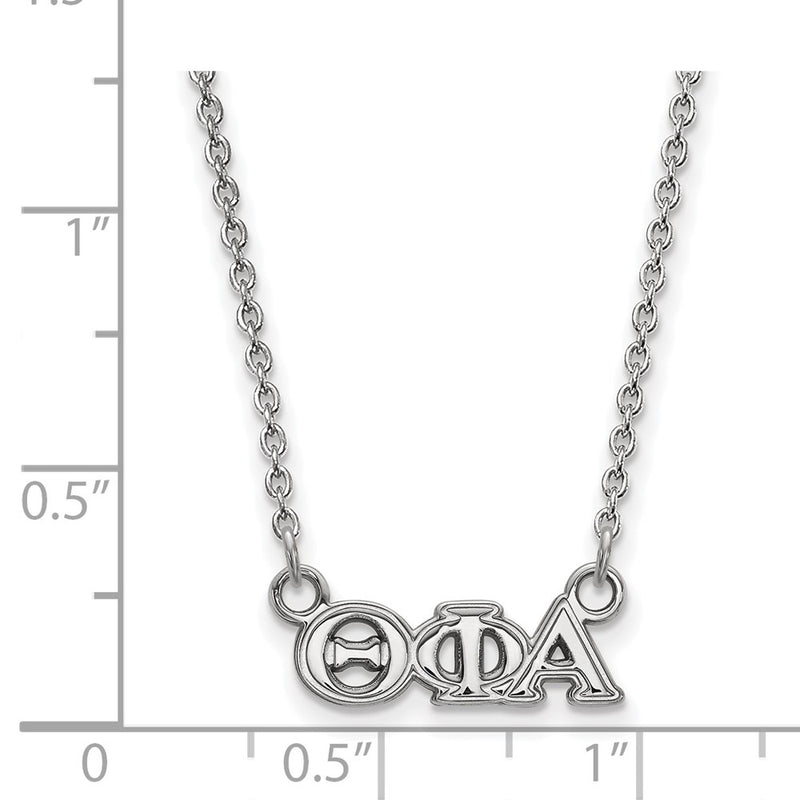 Sterling Silver Rhodium Plated Logoart Theta Phi Alpha Sorority Greek Letters Extra Small Pendant 18 Inch Necklace