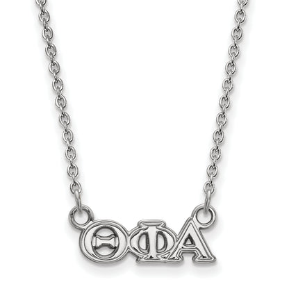 Sterling Silver Rhodium Plated Logoart Theta Phi Alpha Sorority Greek Letters Extra Small Pendant 18 Inch Necklace