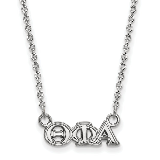 Sterling Silver Rhodium Plated Logoart Theta Phi Alpha Sorority Greek Letters Extra Small Pendant 18 Inch Necklace