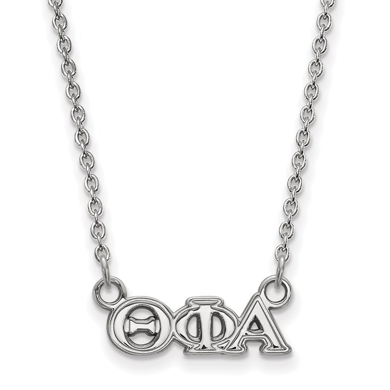 Sterling Silver Rhodium Plated Logoart Theta Phi Alpha Sorority Greek Letters Extra Small Pendant 18 Inch Necklace