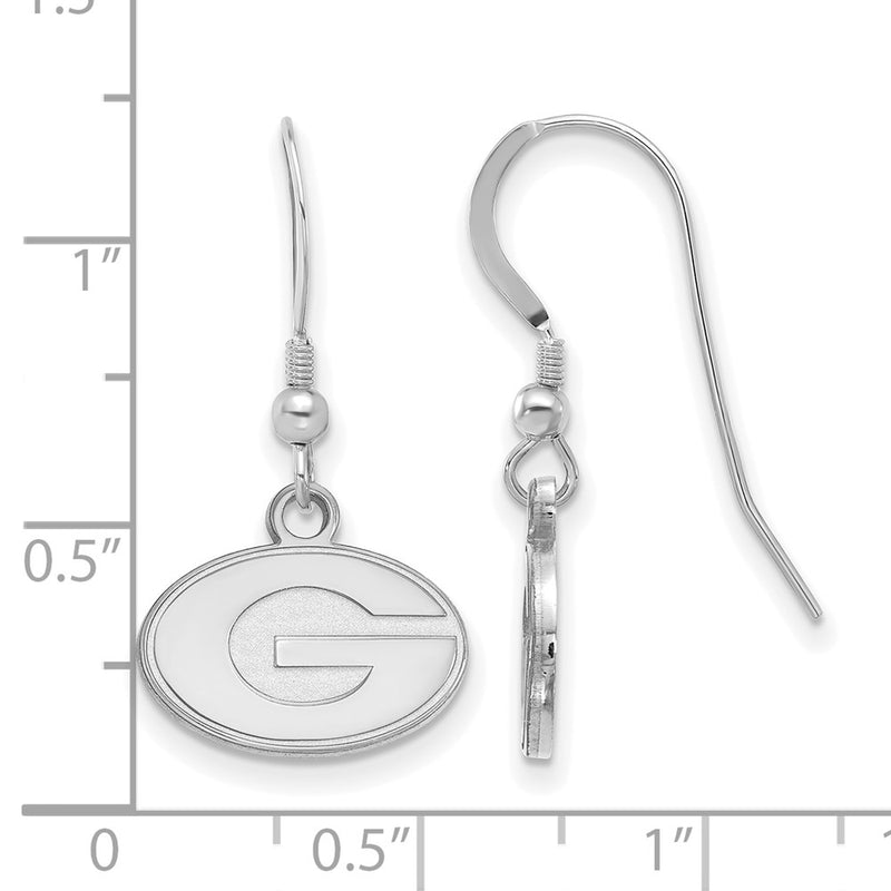 Sterling Silver Rhodium Plated Logoart University Of Georgia Letter G Extra Small Dangle Wire Earrings